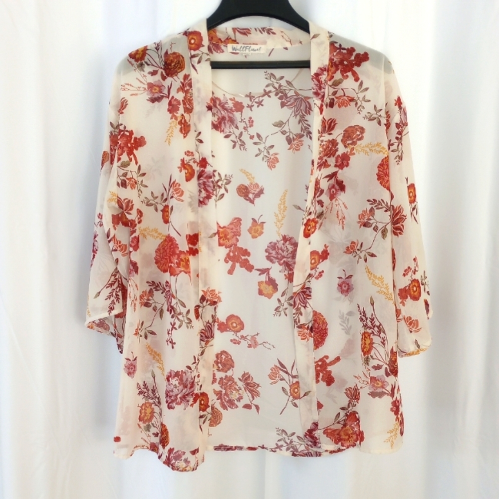 Wallflower Floral Sheer Kimono Size M